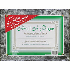 Golite nu-dell Woodgrain Award-A-Plaque - 13'' x 10.50'' Frame Size - Holds 11'' x 8.50'' Insert - Horizontal, Vertical - 1 Each - Black Marble - NuDell