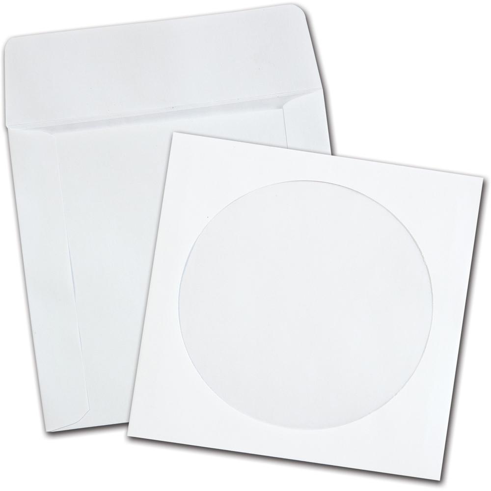 Quality Park Paper CD/DVD Sleeves - CD/DVD - 5'' Width x 4 7/8'' Length - 24 lb - White - Wove - 100 / Box