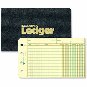 Rediform 4-Ring Ledger Outfit - 5'' x 8 1/2'' Sheet Size - 100 Sheet Capacity - 4 Ring - Fastener: Round Ring - Black - 1.40 lb - Tab, Refillable - 1 Each - National