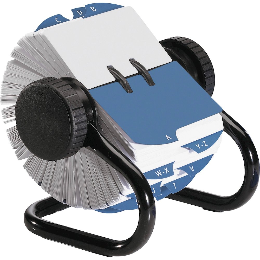 Rolodex Open Classic Rotary Files - 500 Card Capacity - For 2.25'' x 4'' Size Card - 24 A to Z Index Guide - Black - Metal