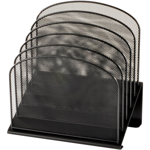 Safco Onyx Wire Mesh Desktop Organizer - 5 Compartment(s) - 1'' - 12'' Height x 11.3'' Width x 7.3'' DepthDesktop - Powder Coated - Black - Steel - 1 Each