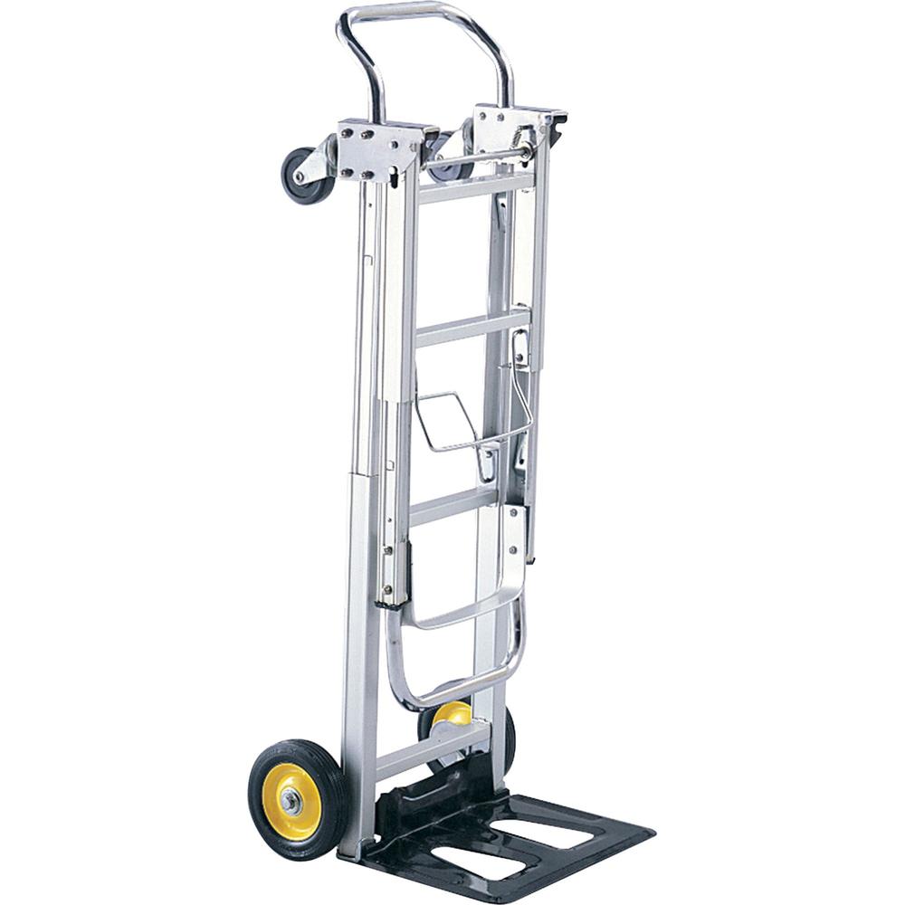 Safco HideAway Convertible Hand Truck - 400 lb Capacity - 4 Casters - 6'' , 3'' Caster Size - Aluminum - x 15.5'' Width x 43'' Depth x 36'' Height - Silver - 1 Each