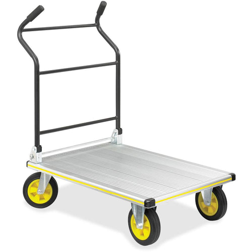 Safco Stow-Away Platform Hand Truck - Tubular Handle - 1000 lb Load Capacity - 4 Casters - 7'' Caster Size - Aluminum - 24'' Width x 39'' Depth x 40'' Height - Aluminum Frame - Silver - 1 Each