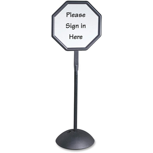 Safco Write Way Dual-sided Directional Sign - 1 Each - 22.5'' Width x 65'' Height x 18'' Depth - Octagonal Shape - Both Sides Display, Magnetic, Durable - Steel - Indoor, Outdoor, Office - Black