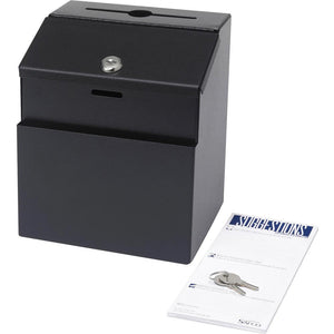 Safco Steel Suggestion Box - External Dimensions: 7.2'' Width x 6'' Depth x 8.5'' Height - 25 x Card - Key Lock Closure - Steel - Black - No - 1 Each