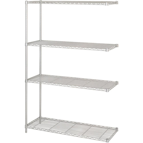 Safco Add-On Unit - 48'' x 18'' x 72'' - 4 x Shelf(ves) - 1000 lb Load Capacity - Gray - Powder Coated - Steel