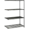 Safco Industrial Wire Shelving Add-On Unit - 48'' x 24'' x 72'' - 4 x Shelf(ves) - 3200 lb Load Capacity - Adjustable Glide, Durable - Black - Powder Coated - Steel - Assembly Required