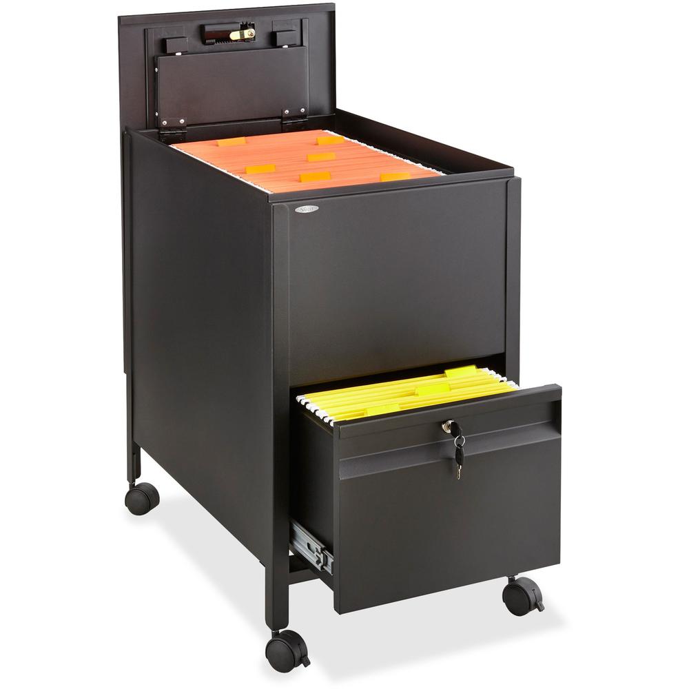 Safco Rollaway Mobile File Cart - 300 lb Capacity - 4 Casters - 2'' Caster Size - Steel - x 17'' Width x 26'' Depth x 28'' Height - Black - 1 Each