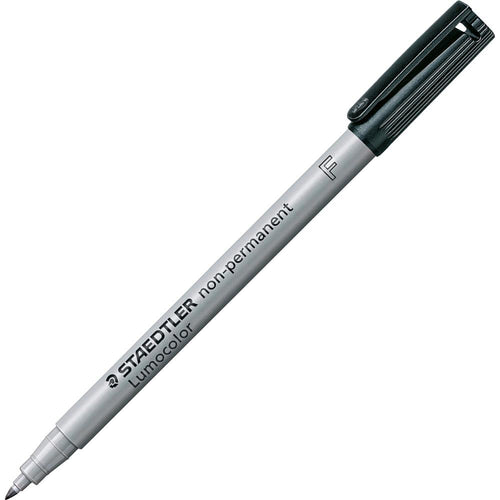 Staedtler Lumocolor Fine Point Waterbased Marker - Fine Marker Point - Black Water Based Ink - Black Polypropylene Barrel - 10 / Box