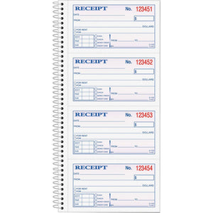 TOPS Carbonless 2-part Money Receipt Book - 200 Sheet(s) - Wire Bound - 2 PartCarbonless Copy - 5.50'' x 11'' Sheet Size - Canary, White - Blue, Red Print Color - 1 Each
