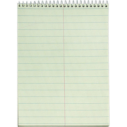 TOPS Green Tint Steno Books - 60 Sheets - Wire Bound - Ruled Margin - 6'' x 9'' - Green Paper - Hardboard Cover - WireLock - 12 / Pack