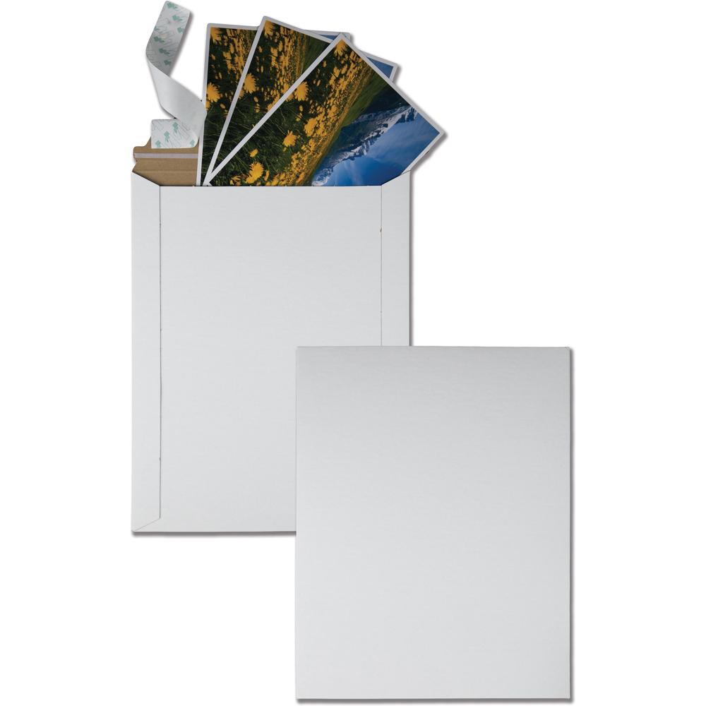 Quality Park Sturdy Fiberboard Photo Mailers - Board - 9 3/4'' Width x 12 1/2'' Length - Self-sealing - Fiberboard - 25 / Box - White