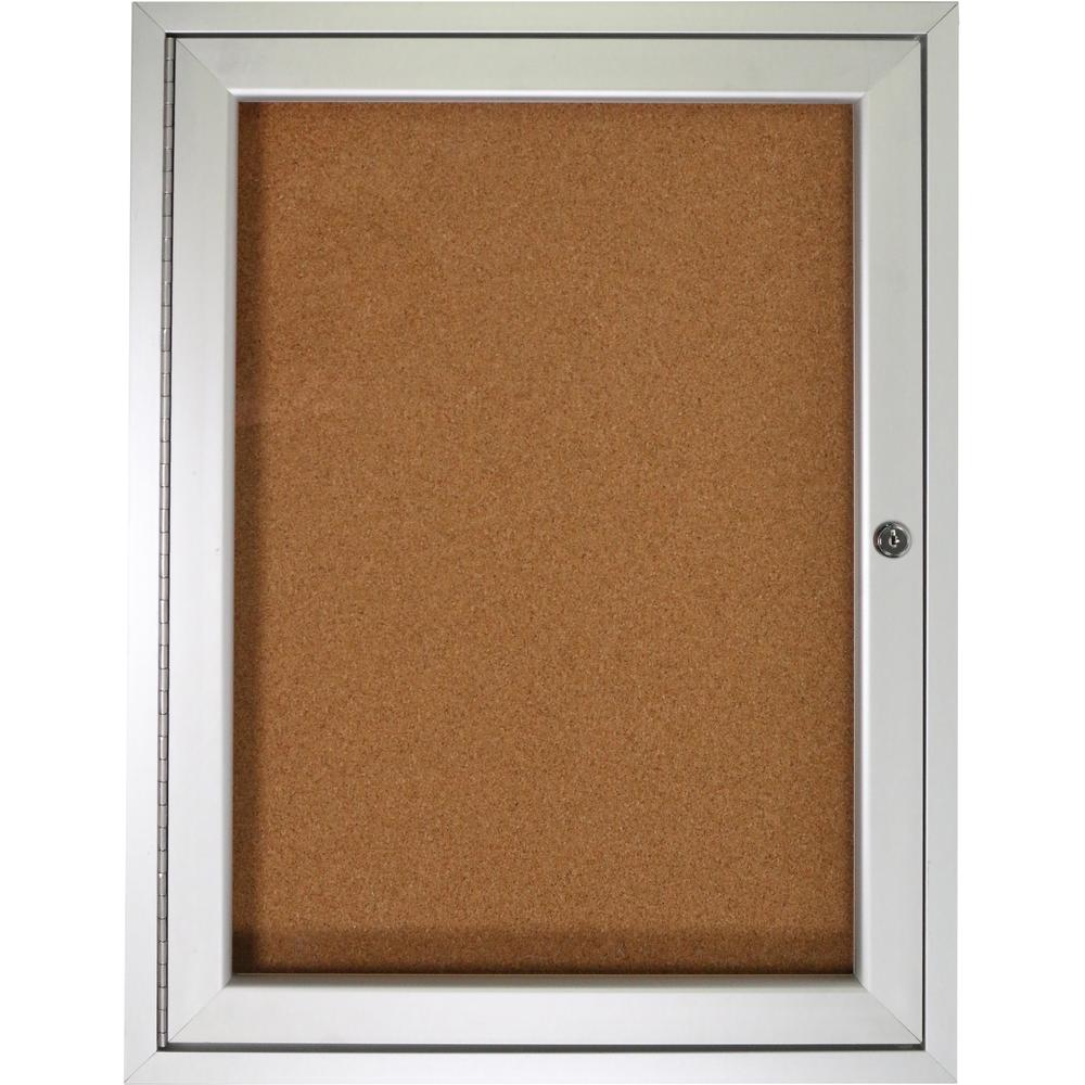Ghent 1-door Enclosed Indoor Bulletin Board - 36'' Board Height x 24'' Board Width - Natural Cork Surface - Shatter Resistant - 1 Each