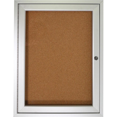 Ghent 1-door Enclosed Indoor Bulletin Board - 36'' Board Height x 24'' Board Width - Natural Cork Surface - Shatter Resistant - 1 Each