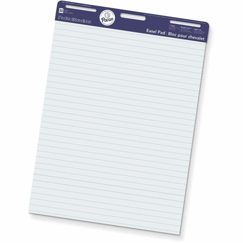 Pacon Ruled Easel Pads - 50 Sheets - Stapled/Glued - Front Ruling Surface - Ruled - 1'' Ruled - 27'' x 34'' - White Paper - Chipboard Cover - Perforated, Bond Paper - 50 / Pad