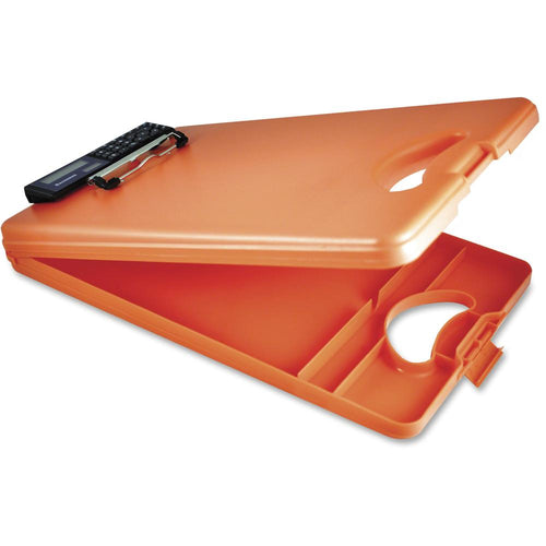 Saunders DeskMate II 00543 Portable Storage Clipboard - 0.50'' Clip Capacity - Storage for Stationary - Bottom Opening - 10'' x 16'' - Polypropylene - Tangerine - 1 Each