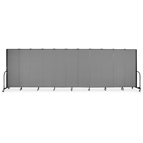 Screenflex Portable Room Dividers - 72'' Height x 20.4 ft Length - Black Metal Frame - Polyester - Stone - 1 Each