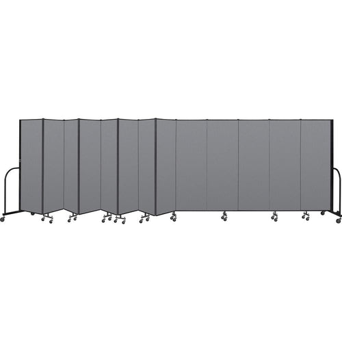 Screenflex Portable Room Dividers - 72'' Height x 24.1 ft Length - Black Metal Frame - Polyester - Stone - 1 Each