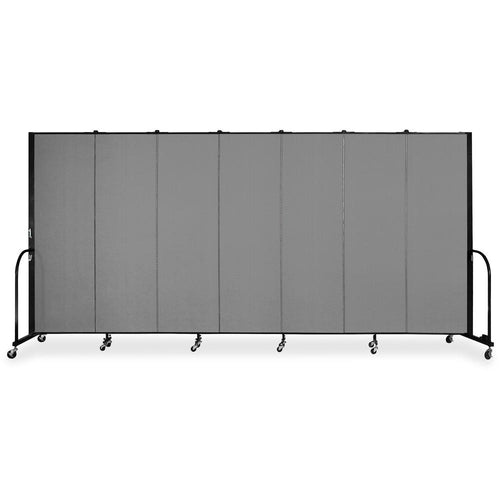 Screenflex Portable Room Dividers - 72'' Height x 13.1 ft Length - Black Metal Frame - Polyester - Stone - 1 Each