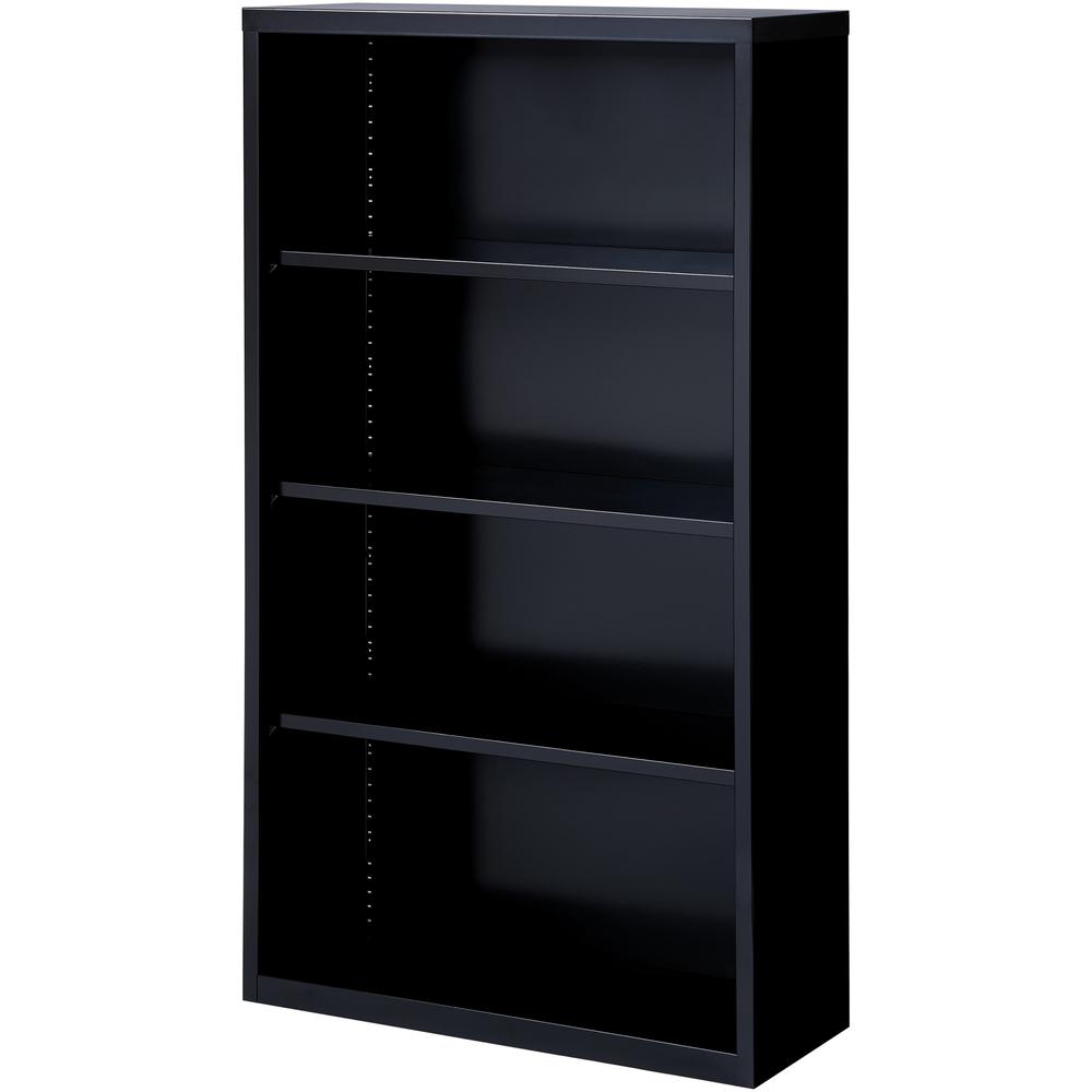 Lorell Fortress Series Bookcase - 34.5'' x 13'' x 60'' - 4 x Shelf(ves) - Black - Powder Coated - Steel - Recycled