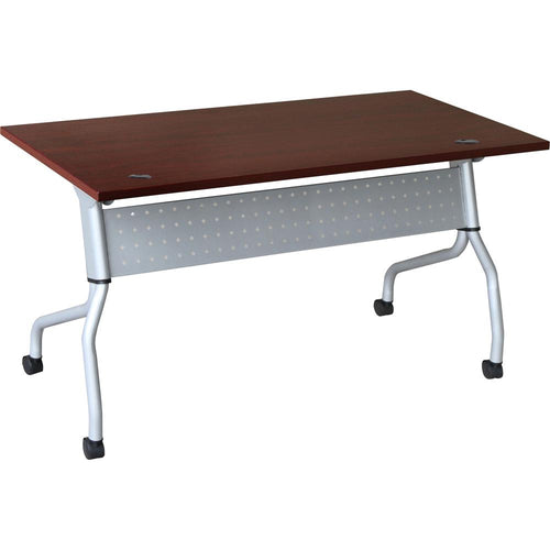 Lorell Flip Top Training Table - Rectangle Top - Four Leg Base - 4 Legs x 23.60'' Table Top Width x 60'' Table Top Depth - 29.50'' Height x 59'' Width x 23.63'' Depth - Assembly Required - Mahogany - Nylon