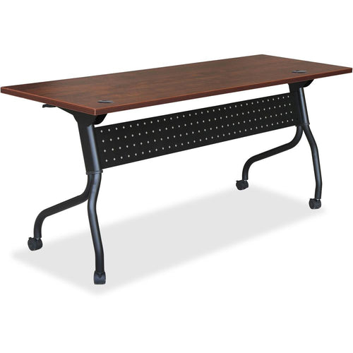 Lorell Flip Top Training Table - Rectangle Top - Four Leg Base - 4 Legs x 72'' Table Top Width x 23.60'' Table Top Depth - 29.50'' Height x 28.70'' Width x 23.63'' Depth - Assembly Required - Cherry - Mela