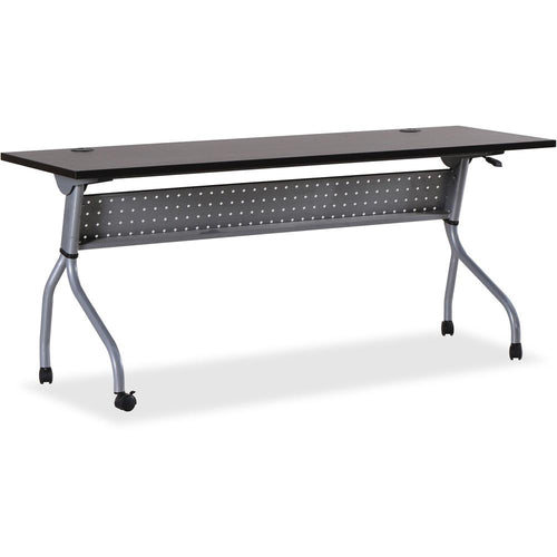 Lorell Flip Top Training Table - Rectangle Top - Four Leg Base - 4 Legs x 72'' Table Top Width x 23.50'' Table Top Depth - 29.50'' Height x 70.88'' Width x 23.63'' Depth - Assembly Required - Espresso, Sil