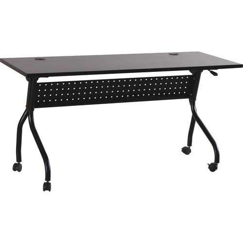 Lorell Flip Top Training Table - Rectangle Top - Four Leg Base - 4 Legs x 60'' Table Top Width x 23.50'' Table Top Depth - 29.50'' Height x 59'' Width x 23.63'' Depth - Assembly Required - Espresso, Black
