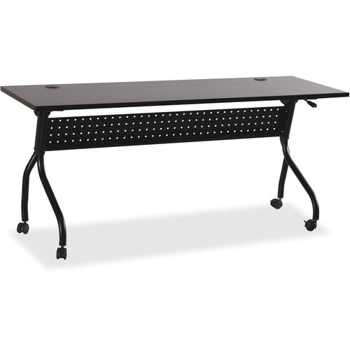 Lorell Flip Top Training Table - Rectangle Top - Four Leg Base - 4 Legs x 72'' Table Top Width x 23.50'' Table Top Depth - 29.50'' Height x 70.88'' Width x 23.63'' Depth - Assembly Required - Espresso, Bla