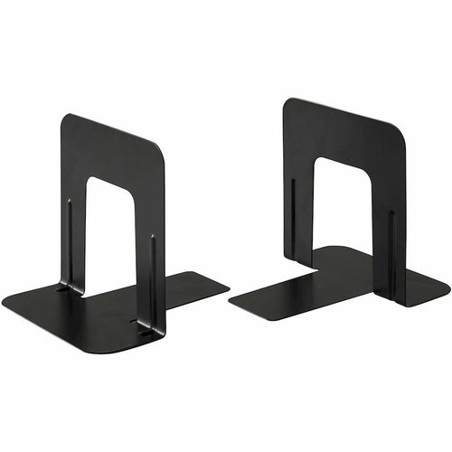 Business Source Heavy-gauge Steel Book Supports - 5.25'' Height x 5'' Width x 4.75'' Depth - Desktop - Non-skid Base, Scratch Resistant, Stain Resistant - Black - Steel - 2/Pair - 6 / Box