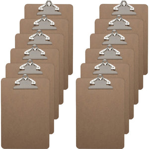 Business Source Mini Clipboard with Standard Metal Clip - Standard - 6'' x 9'' Sheet Size - Hardboard - Brown - 12 / Box