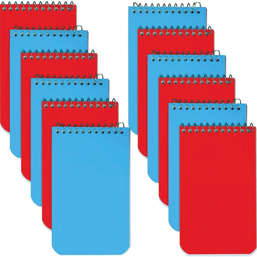 Rediform Wirebound Memo Notebooks - 60 Sheets - Wire Bound - 3'' x 5'' Sheet Size - White Paper - Assorted Cover - 12 / Box