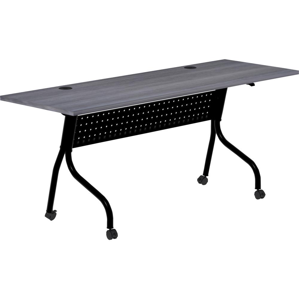 Lorell Flip Top Training Table - Charcoal Rectangle, Melamine Top - Black Four Leg Base - 4 Legs x 72'' Table Top Width x 23.60'' Table Top Depth - 29.50'' Height - Melamine - 1 Each