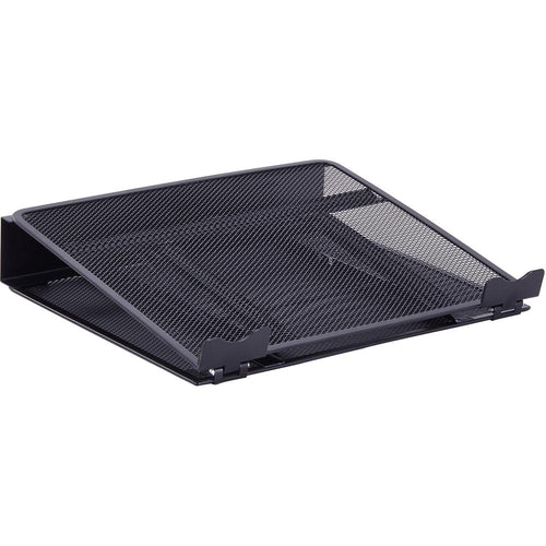 Lorell Mesh Laptop Stand - 3.50'' Height x 13'' Width x 11.50'' Depth - Desktop - Steel, Metal - Black