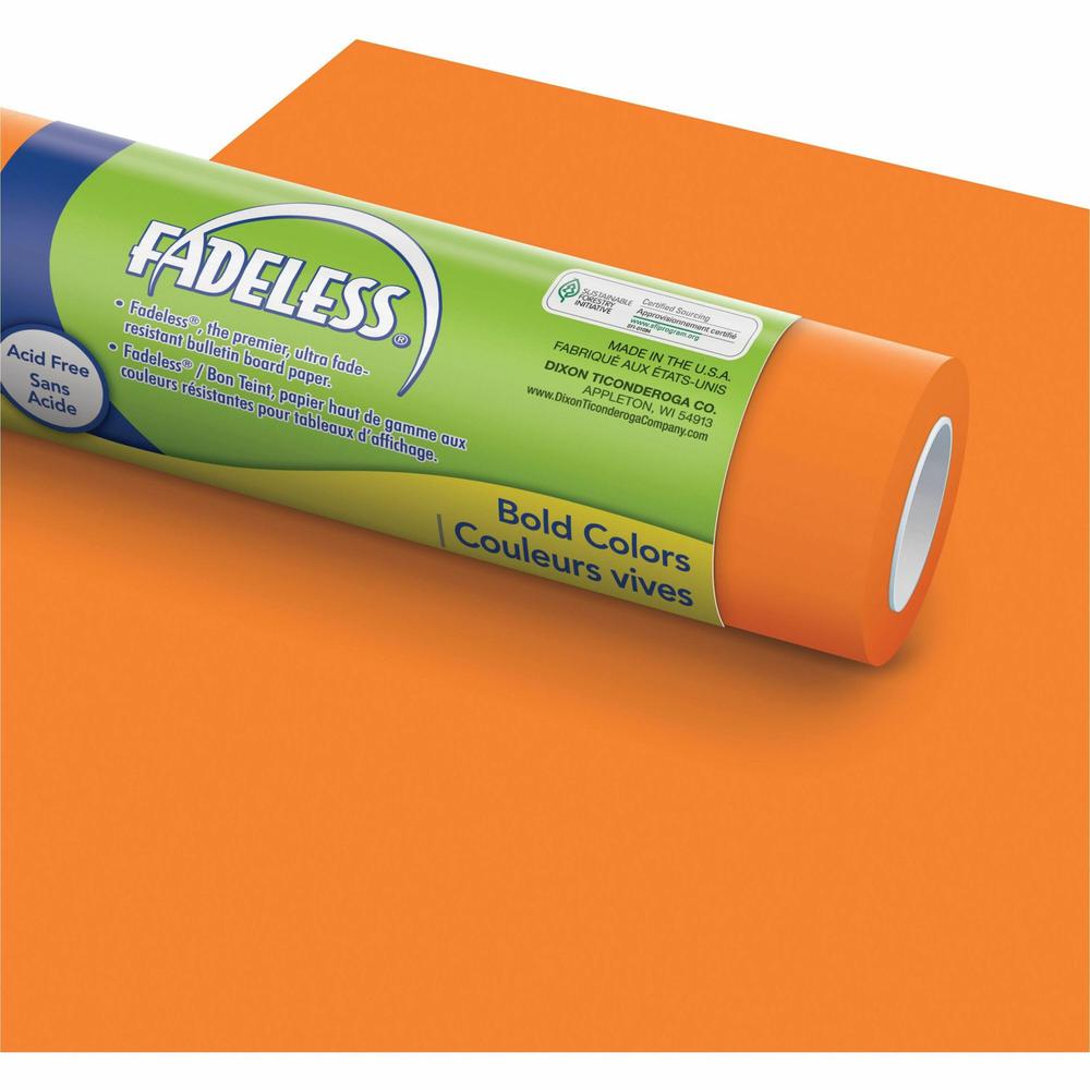 Fadeless Bulletin Board Art Paper - ClassRoom Project, Home Project, Office Project - 48''Width x 50 ftLength - 1 / Roll - Orange - Pacon