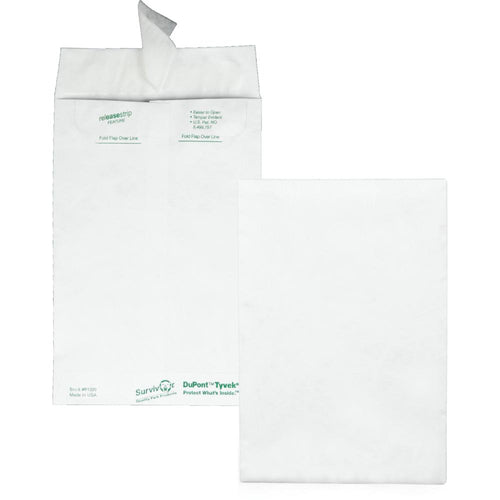 Survivor 6 x 9 Catalog Mailers with Self-Seal Closure - Catalog - #1 - 6'' Width x 9'' Length - 14 lb - Peel & Seal - White - Tyvek - 100 / Box - Survivor&reg;