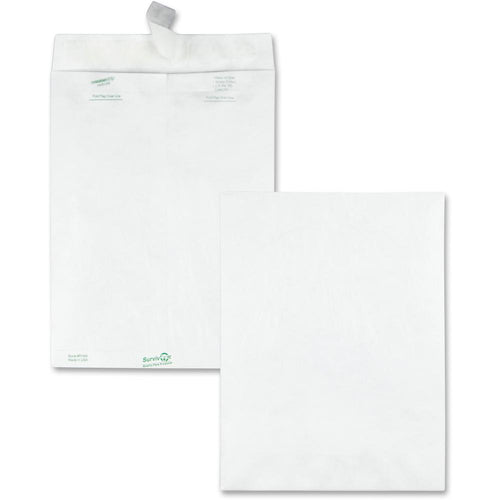 Survivor 9 x 12 DuPont Tyvek Catalog Mailers with Self-Sealing Closure - Catalog - #10 1/2 - 9'' Width x 12'' Length - 14 lb - Peel & Seal - Tyvek - 100 / Box - White - SURVIVOR