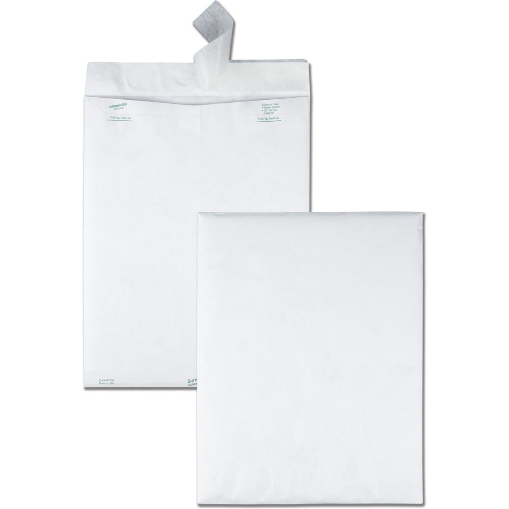 Survivor 12 x 15-1/2 DuPont Tyvek Catalog Mailers - Catalog - #15 1/2 - 12'' Width x 15 1/2'' Length - 14 lb - Peel & Seal - White - Tyvek - 100 / Box - Survivor&reg;