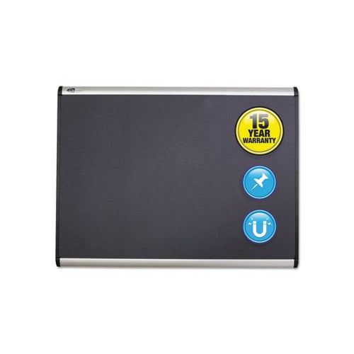 Prestige Plus Magnetic Fabric Bulletin Boards, 72'' x 48'', Gray Surface, Satin Aluminum Frame - Quartet
