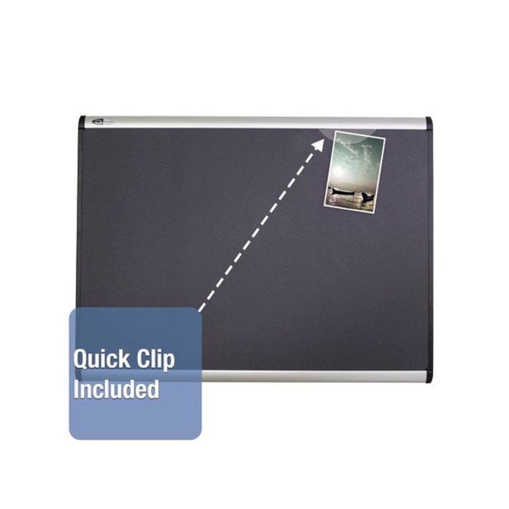 Prestige Plus Magnetic Fabric Bulletin Boards, 72'' x 48'', Gray Surface, Satin Aluminum Frame - Quartet
