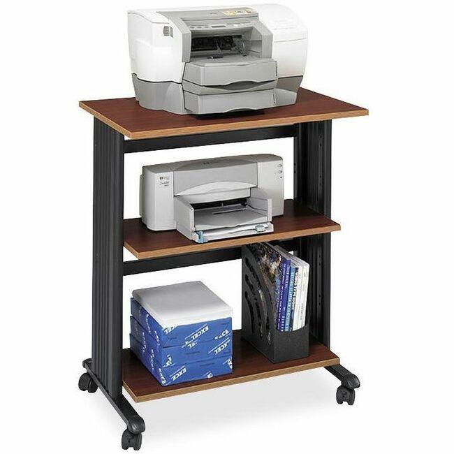 Safco Muv Three Level Adjustable Printer Stand - 175 lb Load Capacity - 3 x Shelf(ves) - 35'' Height x 29.5'' Width x 20'' Depth - Floor - Laminate - Steel, Wood, Melamine, Polyvinyl Chloride (PVC) - Che