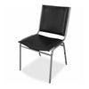 Lorell Padded Stacking Chairs - Black Vinyl Seat - Vinyl Back - Steel Frame - Black - Steel, Vinyl - 4 / Carton