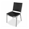 Lorell Padded Stacking Chairs - Black Vinyl Seat - Vinyl Back - Steel Frame - Black - Steel, Vinyl - 4 / Carton