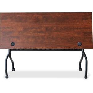 Lorell Flip Top Training Table - Rectangle Top - Four Leg Base - 4 Legs x 60'' Table Top Width x 23.60'' Table Top Depth - 29.50'' Height x 59'' Width x 23.63'' Depth - Assembly Required - Cherry - Melamin