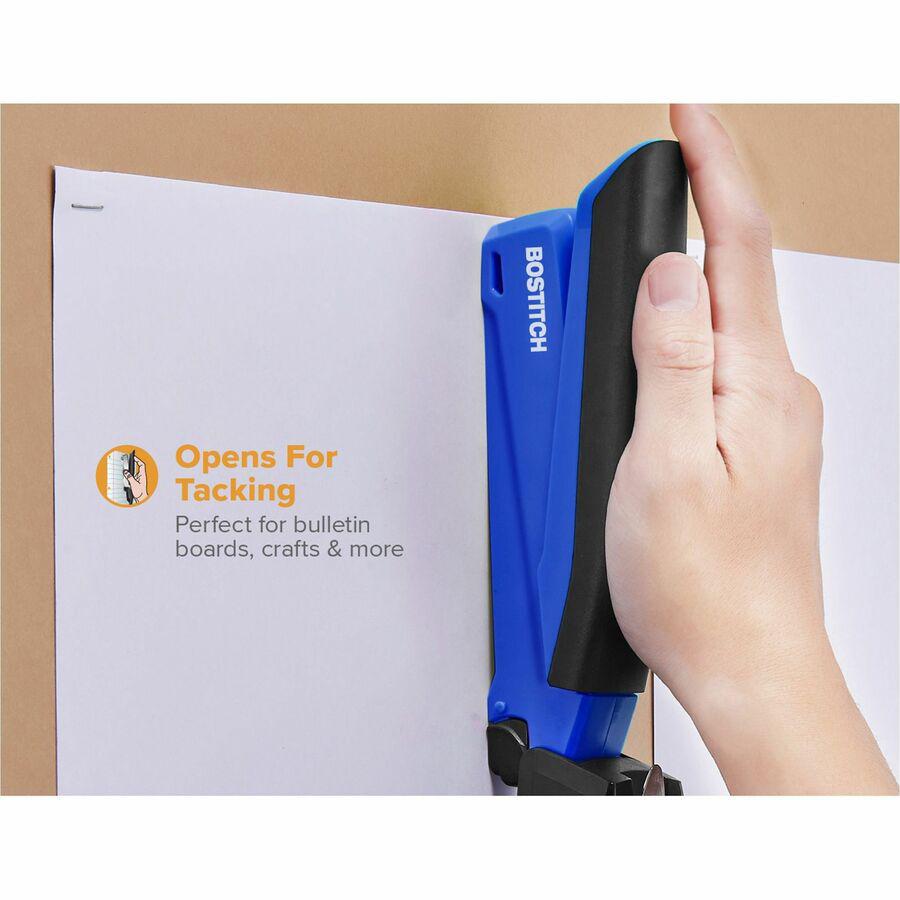 Bostitch InPower Spring-Powered Antimicrobial Desktop Stapler - 20 Sheets Capacity - 210 Staple Capacity - Full Strip - 1 Each - Blue