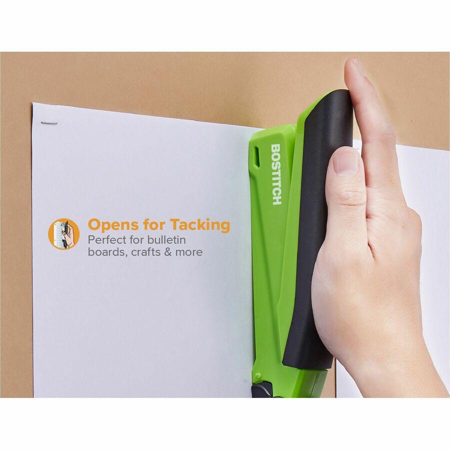 Bostitch InPower Spring-Powered Antimicrobial Desktop Stapler - 20 Sheets Capacity - 210 Staple Capacity - Full Strip - 1 Each - Green