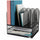 Safco Onyx 2 Horizontal/6 Upright Desk Organizer - 8 Compartment(s) - 13'' Height x 13.25'' Width x 11.50'' Depth - Desktop - Black - Steel - 1 Each