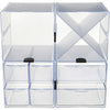 Deflecto Stackable Cube Organizer - 4 Drawer(s) - 6'' Height x 6'' Width x 7.3'' DepthDesktop - Stackable - Clear - Plastic - 1 Each - deflecto