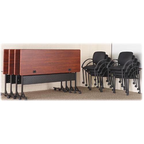Lorell Upholstered Guest Chair with Arms - Black Seat - Black Steel Frame - Four-legged Base - Black - Armrest - 2 / Carton