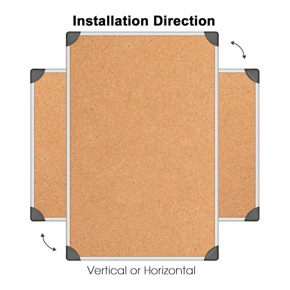 Lorell Corkboard - 24'' Board Height x 36'' Board Width - Silver Cork, Brown Surface - Durable, Resist Warping, Laminated, Resilient - Aluminum Frame - 1 Each